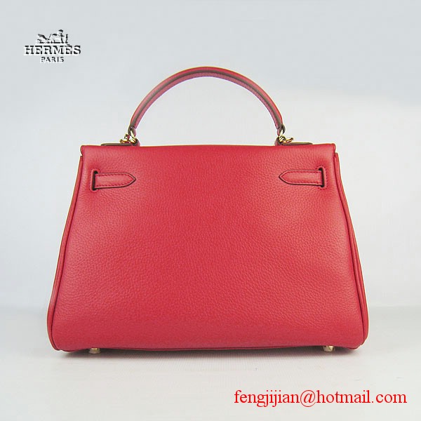 Hermes Kelly 32cm Togo Leather Bag Red 6108 Gold Hardware